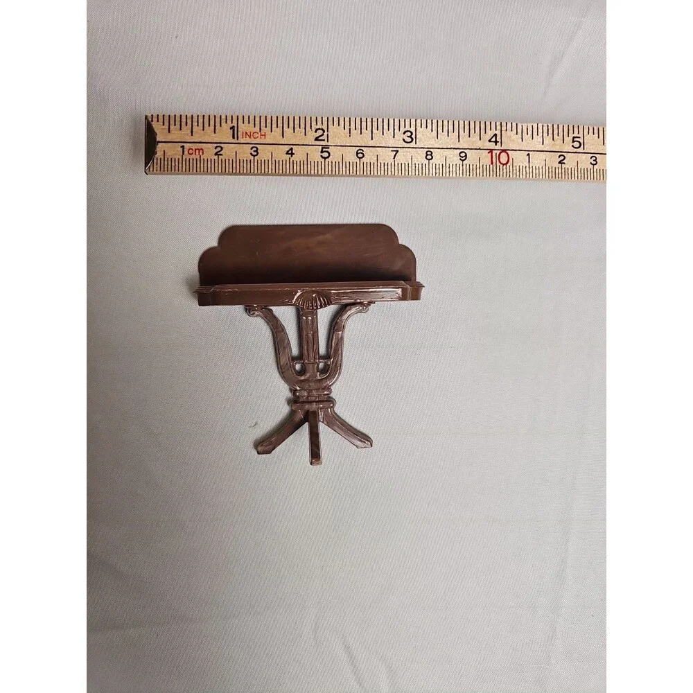 Vintage Plasco Dollhouse Wall Table Brown Miniature Plastic Mid Century